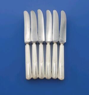 Vtg International FIDELIS Silverplate 1933 Set of 6 Knife Knives 8.3/8"